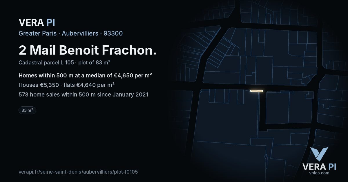 2 Mail Benoit Frachon, Aubervilliers at night – the plot lit, the parcels around coloured by the prices near them