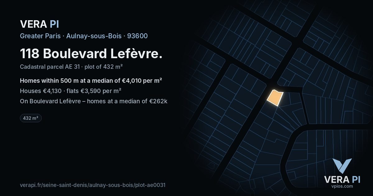 118 Boulevard Lefèvre, Aulnay-sous-Bois at night – the plot lit, the parcels around coloured by the prices near them