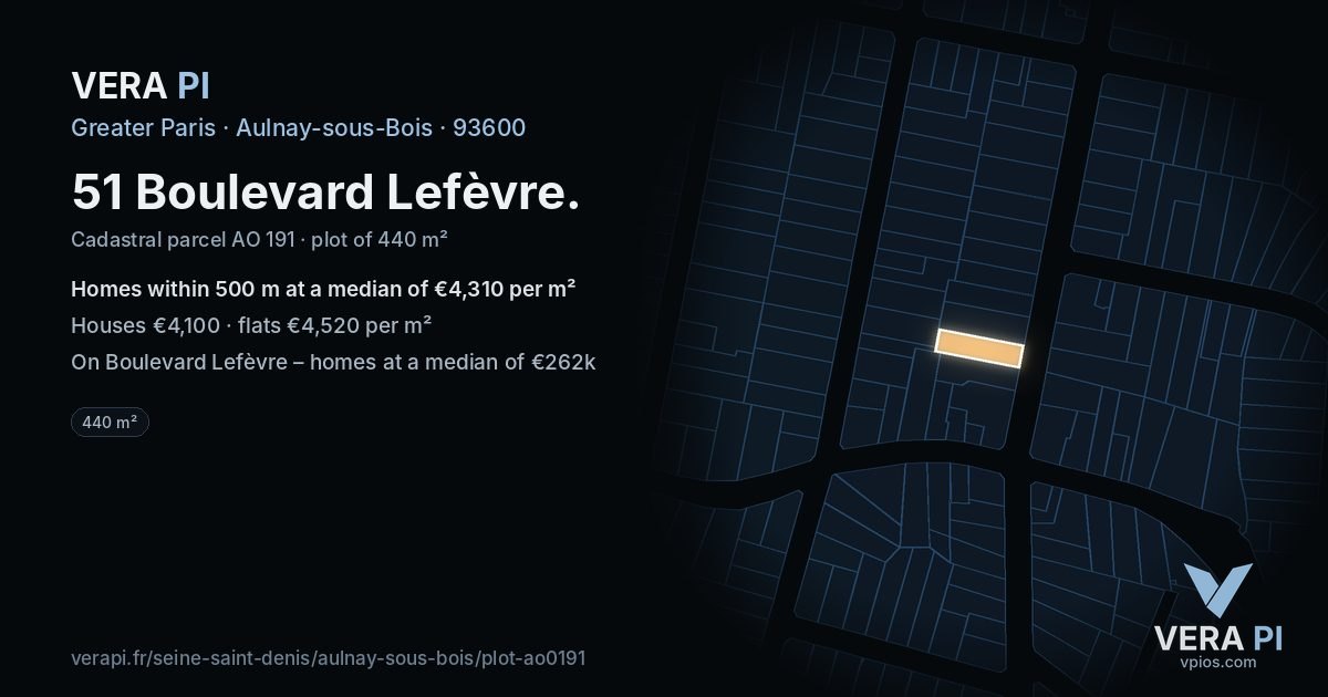 51 Boulevard Lefèvre, Aulnay-sous-Bois at night – the plot lit, the parcels around coloured by the prices near them