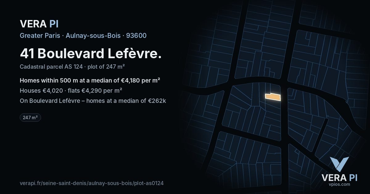 41 Boulevard Lefèvre, Aulnay-sous-Bois at night – the plot lit, the parcels around coloured by the prices near them