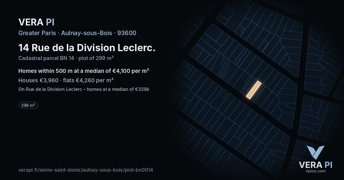 14 Rue de la Division Leclerc, Aulnay-sous-Bois at night – the plot lit, the parcels around coloured by the prices near them