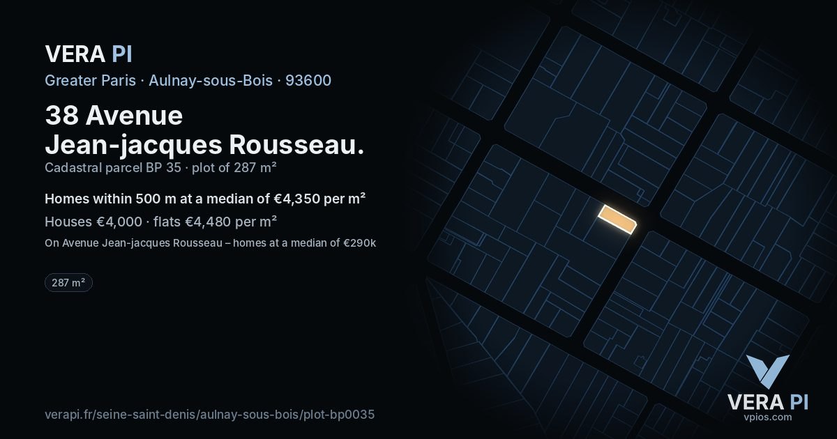 38 Avenue Jean-jacques Rousseau, Aulnay-sous-Bois at night – the plot lit, the parcels around coloured by the prices near them