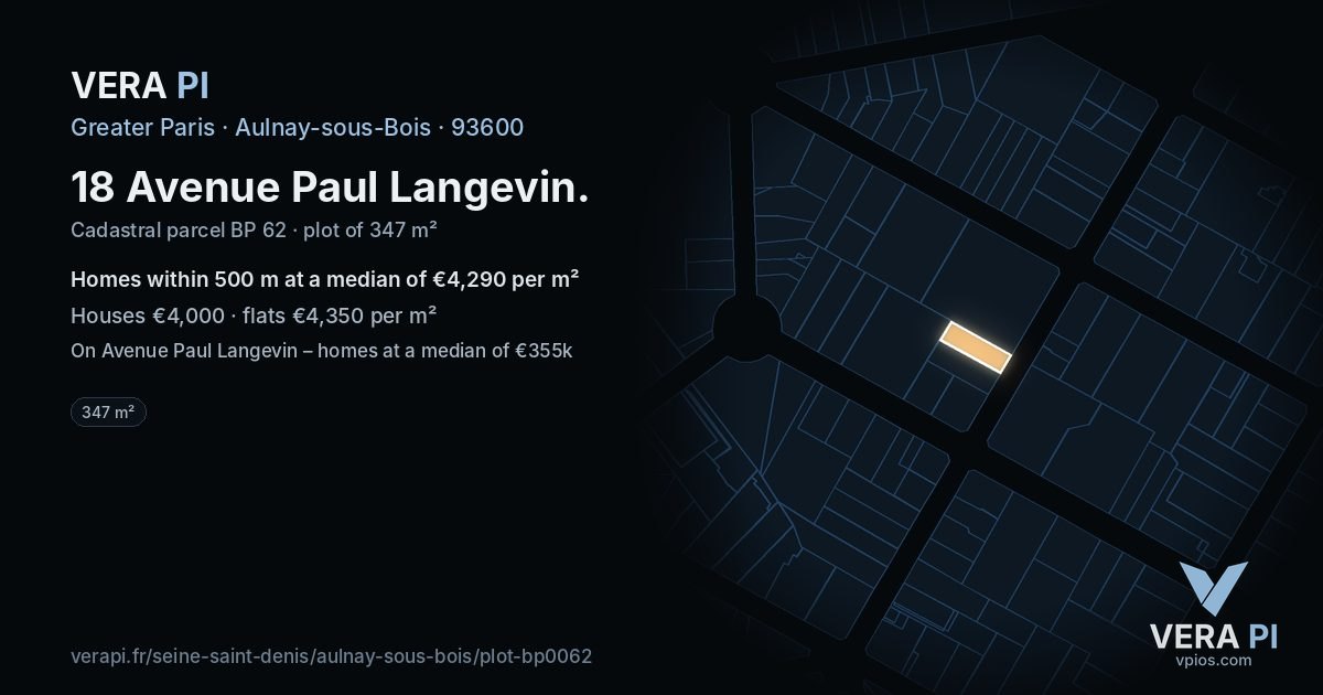 18 Avenue Paul Langevin, Aulnay-sous-Bois at night – the plot lit, the parcels around coloured by the prices near them