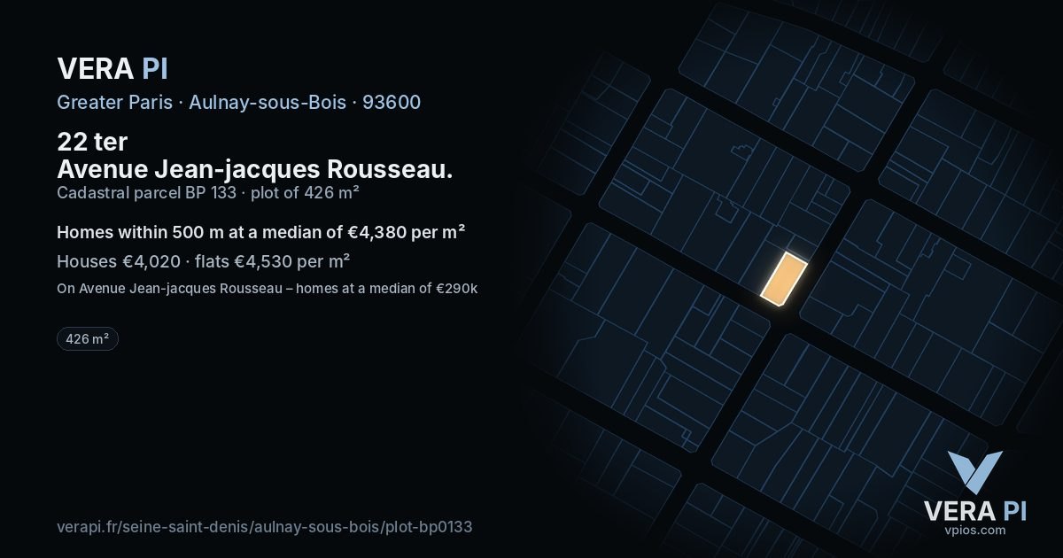 22 ter Avenue Jean-jacques Rousseau, Aulnay-sous-Bois at night – the plot lit, the parcels around coloured by the prices near them