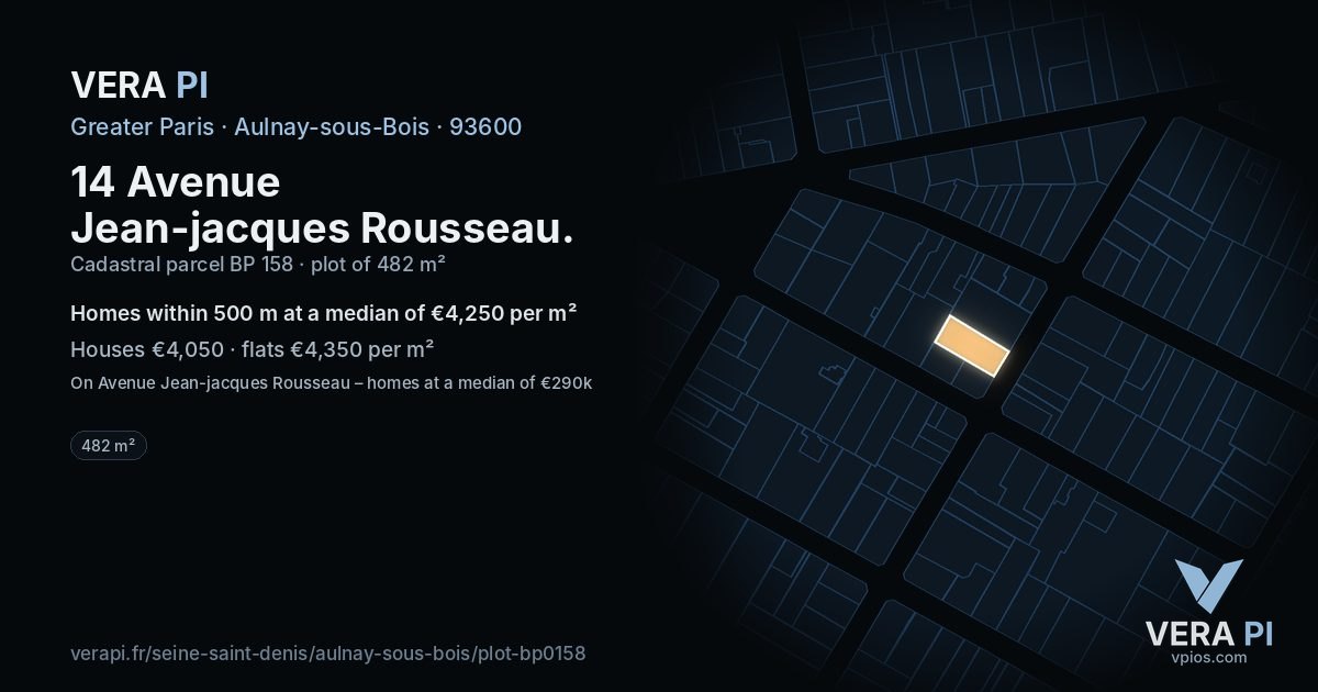 14 Avenue Jean-jacques Rousseau, Aulnay-sous-Bois at night – the plot lit, the parcels around coloured by the prices near them