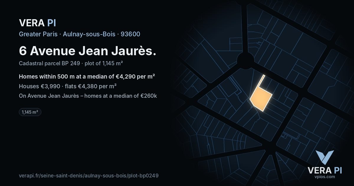 6 Avenue Jean Jaurès, Aulnay-sous-Bois at night – the plot lit, the parcels around coloured by the prices near them