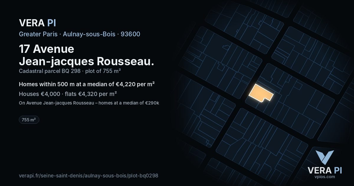 17 Avenue Jean-jacques Rousseau, Aulnay-sous-Bois at night – the plot lit, the parcels around coloured by the prices near them