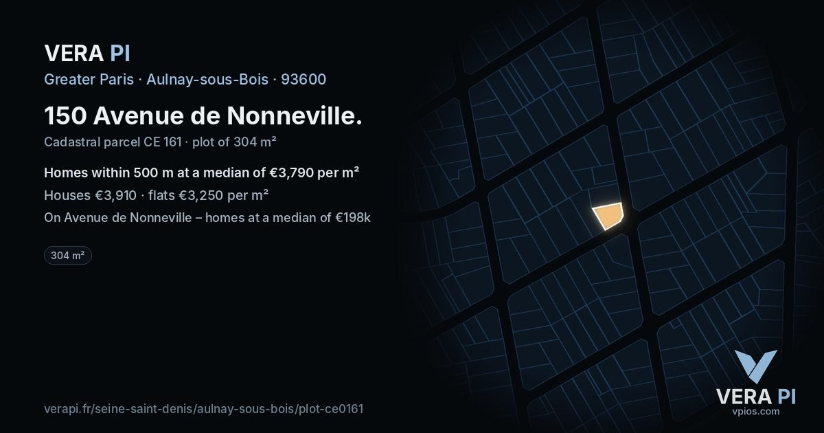 150 Avenue de Nonneville, Aulnay-sous-Bois at night – the plot lit, the parcels around coloured by the prices near them