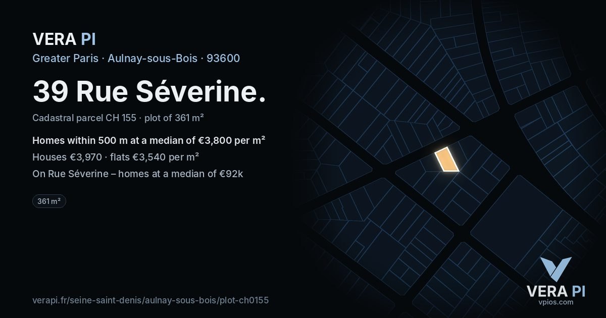 39 Rue Séverine, Aulnay-sous-Bois at night – the plot lit, the parcels around coloured by the prices near them