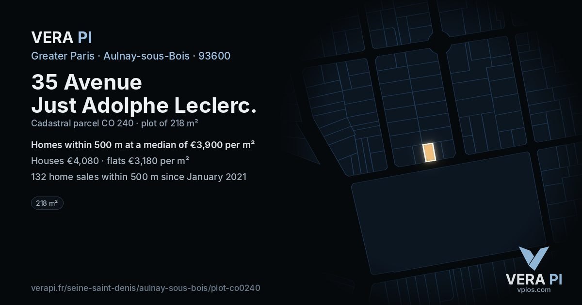 35 Avenue Just Adolphe Leclerc, Aulnay-sous-Bois at night – the plot lit, the parcels around coloured by the prices near them