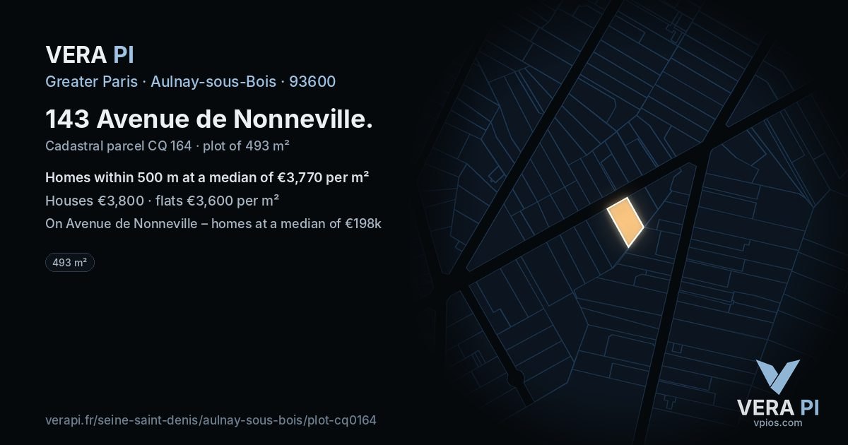 143 Avenue de Nonneville, Aulnay-sous-Bois at night – the plot lit, the parcels around coloured by the prices near them