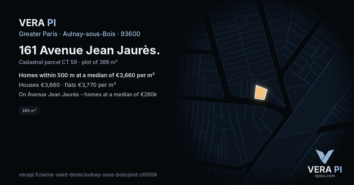 161 Avenue Jean Jaurès, Aulnay-sous-Bois at night – the plot lit, the parcels around coloured by the prices near them