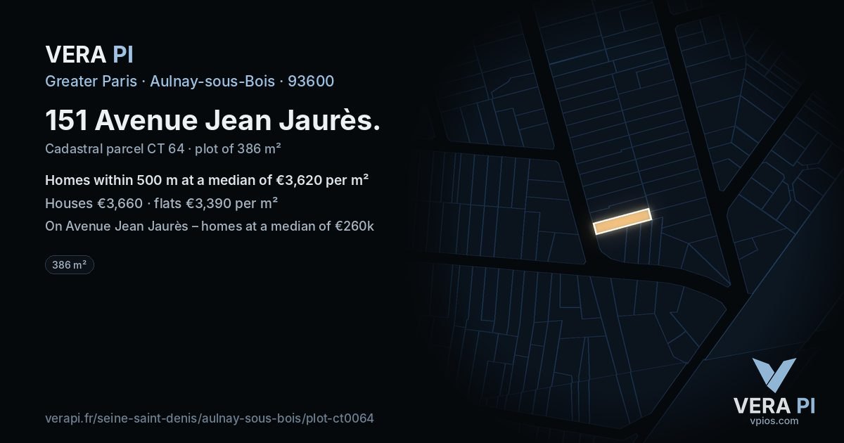 151 Avenue Jean Jaurès, Aulnay-sous-Bois at night – the plot lit, the parcels around coloured by the prices near them
