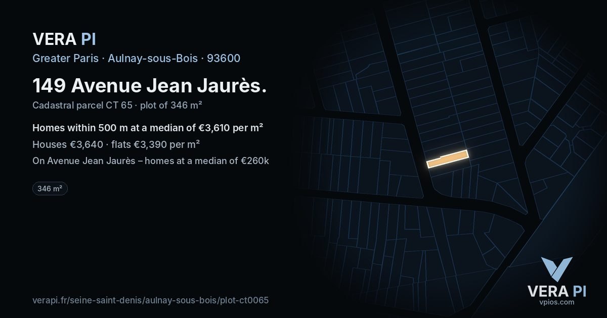 149 Avenue Jean Jaurès, Aulnay-sous-Bois at night – the plot lit, the parcels around coloured by the prices near them