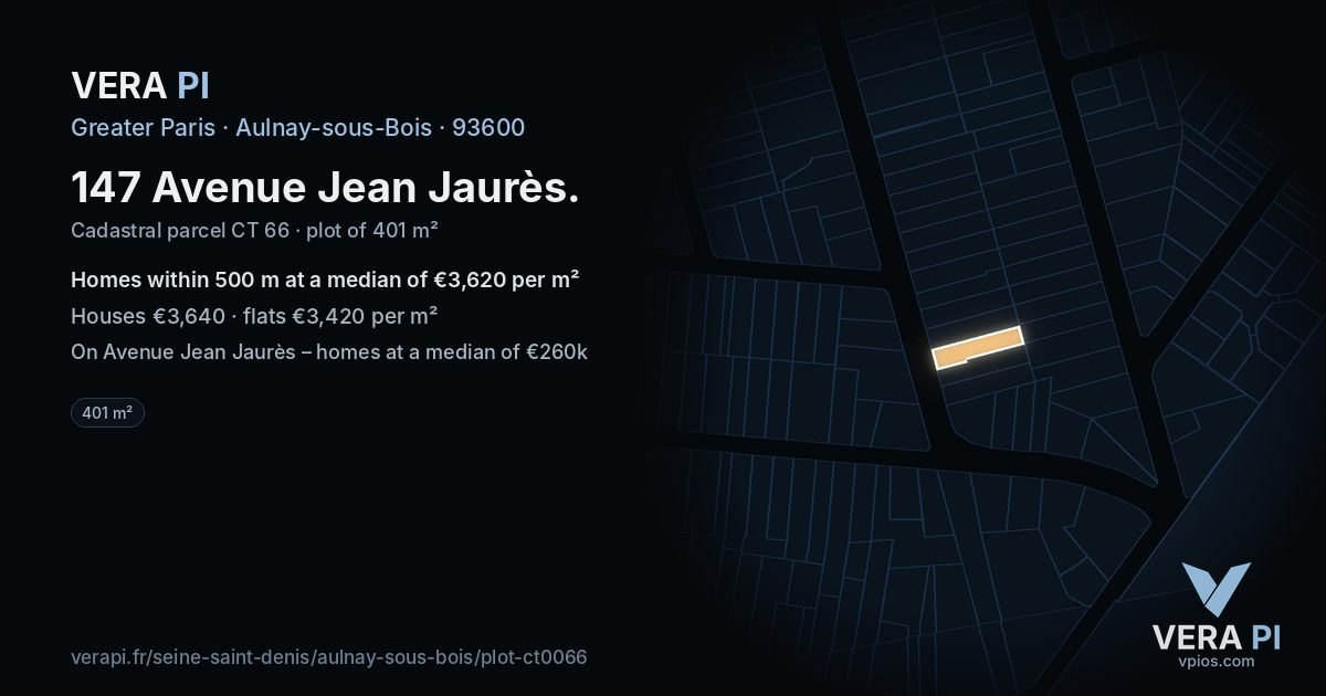 147 Avenue Jean Jaurès, Aulnay-sous-Bois at night – the plot lit, the parcels around coloured by the prices near them