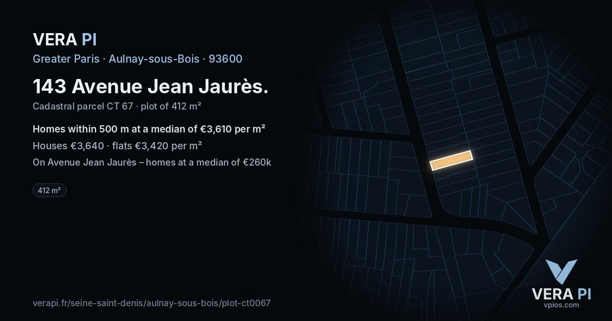 143 Avenue Jean Jaurès, Aulnay-sous-Bois at night – the plot lit, the parcels around coloured by the prices near them