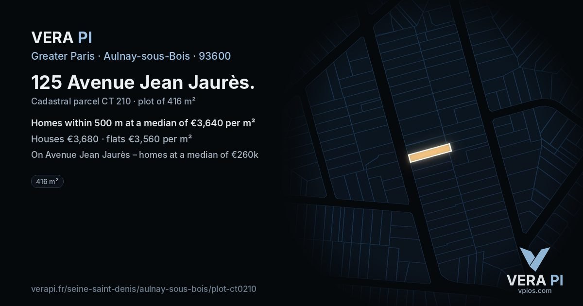 125 Avenue Jean Jaurès, Aulnay-sous-Bois at night – the plot lit, the parcels around coloured by the prices near them