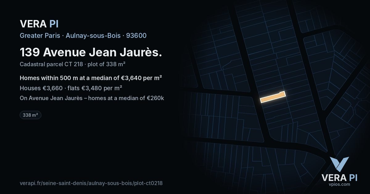 139 Avenue Jean Jaurès, Aulnay-sous-Bois at night – the plot lit, the parcels around coloured by the prices near them