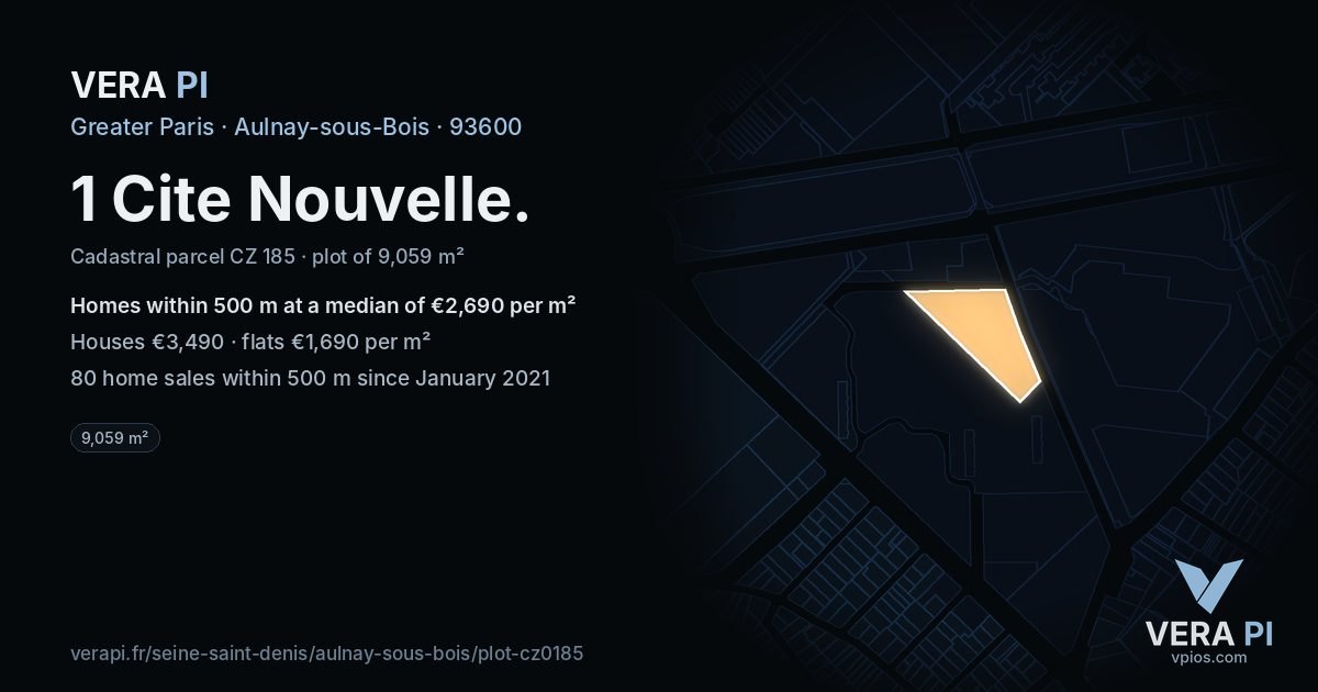 1 Cite Nouvelle, Aulnay-sous-Bois at night – the plot lit, the parcels around coloured by the prices near them