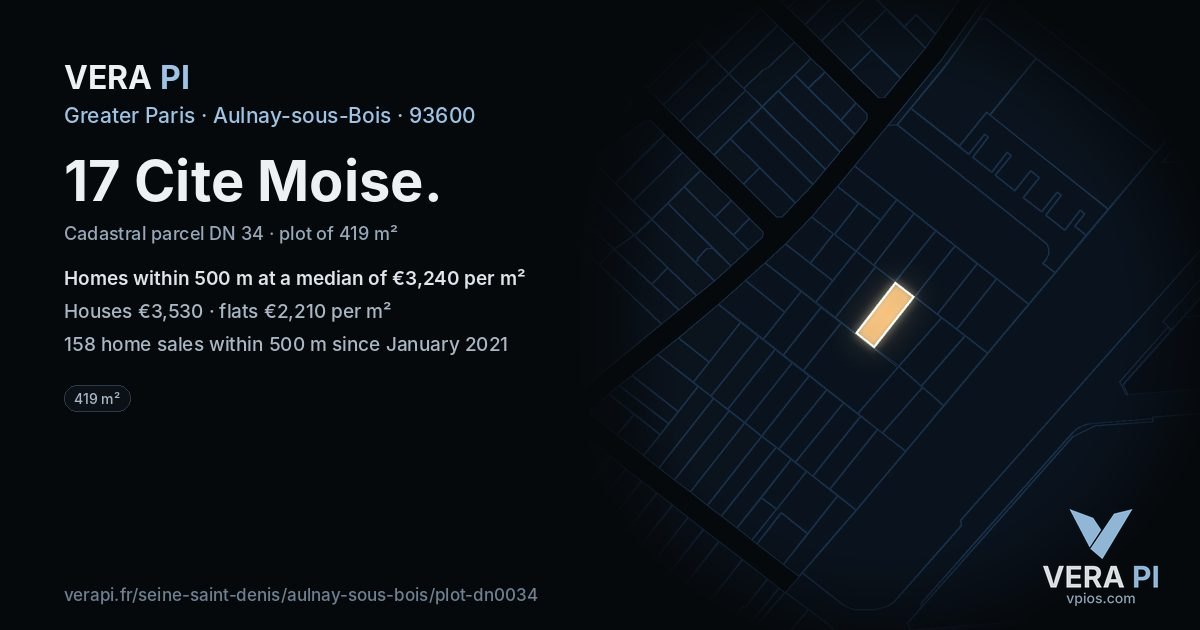 17 Cite Moise, Aulnay-sous-Bois at night – the plot lit, the parcels around coloured by the prices near them