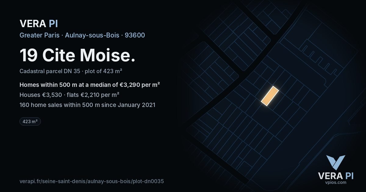 19 Cite Moise, Aulnay-sous-Bois at night – the plot lit, the parcels around coloured by the prices near them