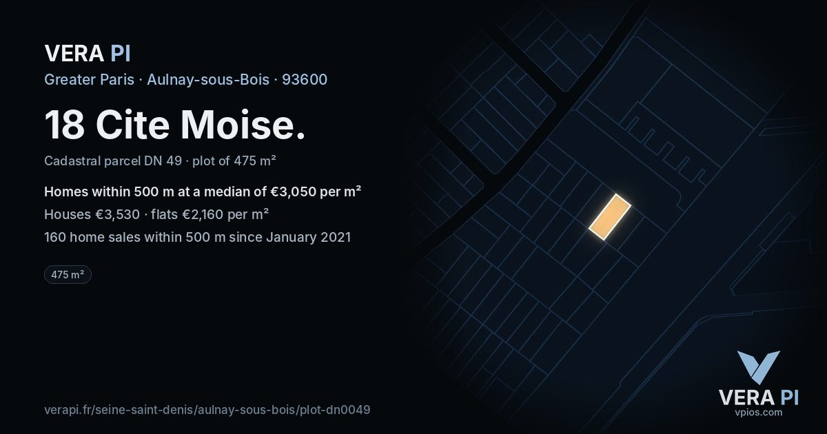 18 Cite Moise, Aulnay-sous-Bois at night – the plot lit, the parcels around coloured by the prices near them