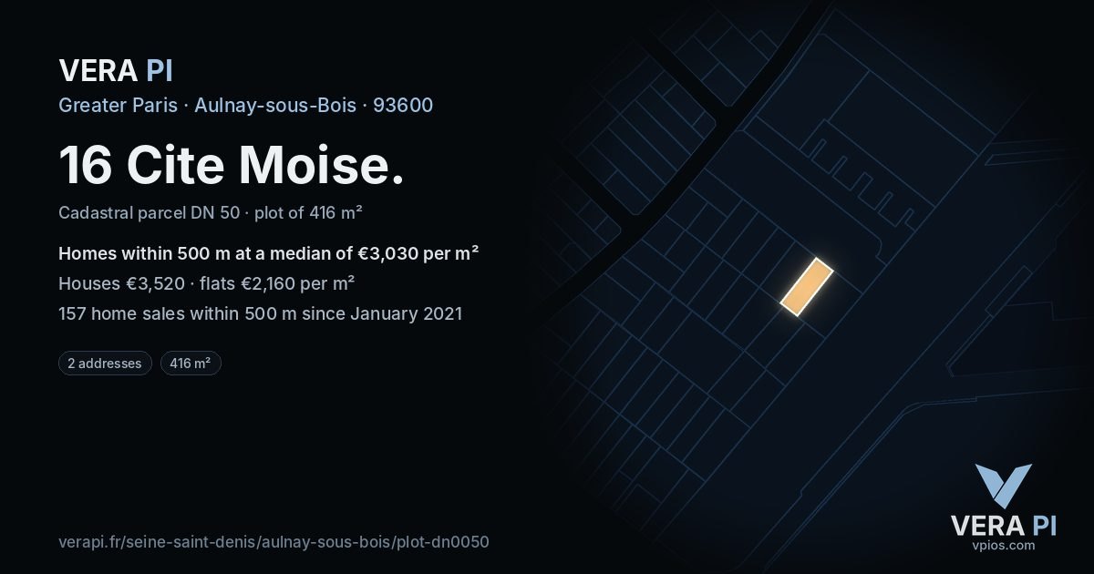 16 Cite Moise, Aulnay-sous-Bois at night – the plot lit, the parcels around coloured by the prices near them