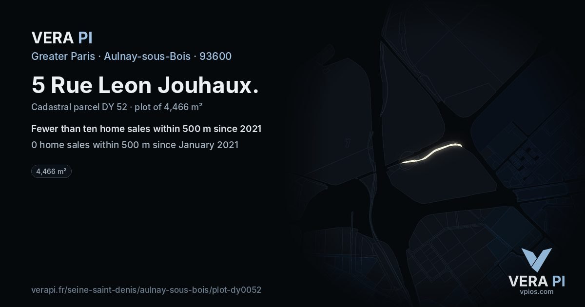 5 Rue Leon Jouhaux, Aulnay-sous-Bois at night – the plot lit, the parcels around coloured by the prices near them
