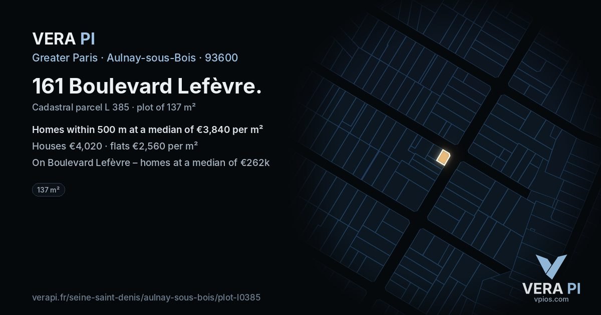 161 Boulevard Lefèvre, Aulnay-sous-Bois at night – the plot lit, the parcels around coloured by the prices near them
