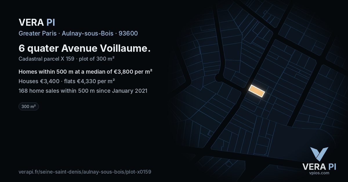 6 quater Avenue Voillaume, Aulnay-sous-Bois at night – the plot lit, the parcels around coloured by the prices near them