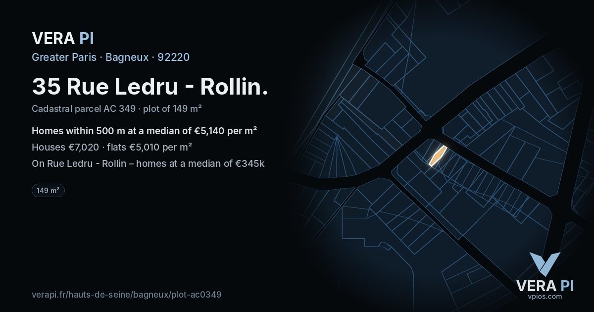 35 Rue Ledru - Rollin, Bagneux at night – the plot lit, the parcels around coloured by the prices near them