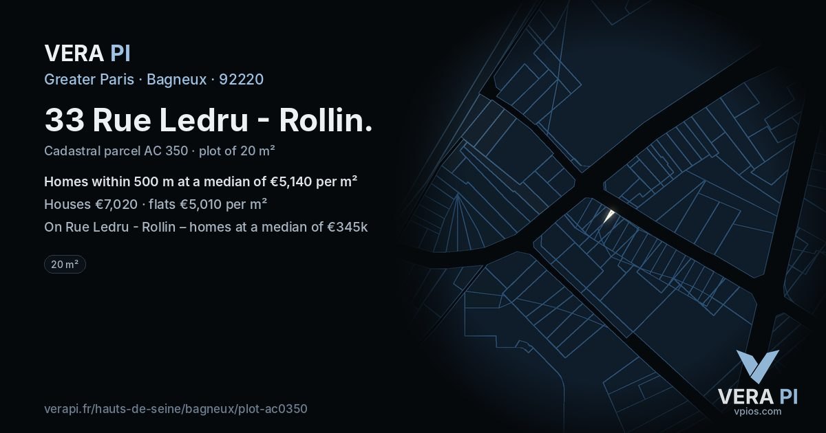 33 Rue Ledru - Rollin, Bagneux at night – the plot lit, the parcels around coloured by the prices near them