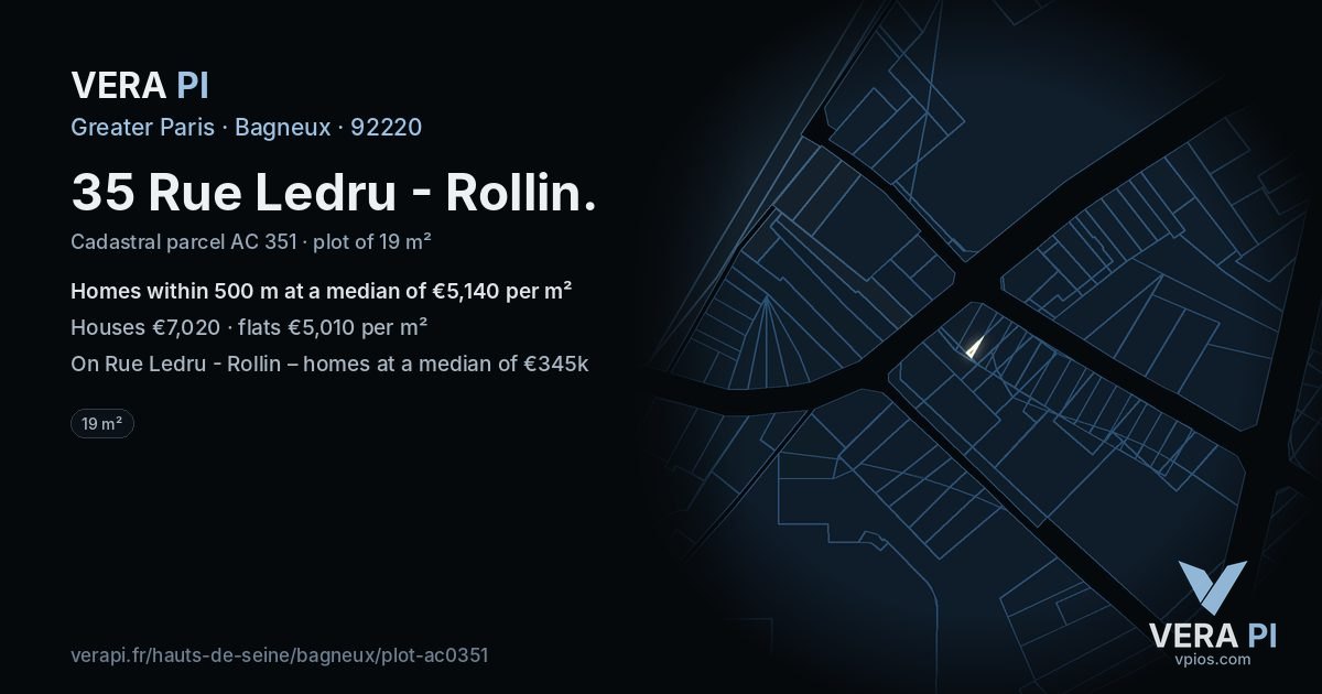 35 Rue Ledru - Rollin, Bagneux at night – the plot lit, the parcels around coloured by the prices near them