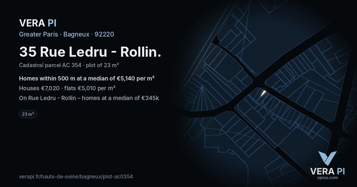35 Rue Ledru - Rollin, Bagneux at night – the plot lit, the parcels around coloured by the prices near them