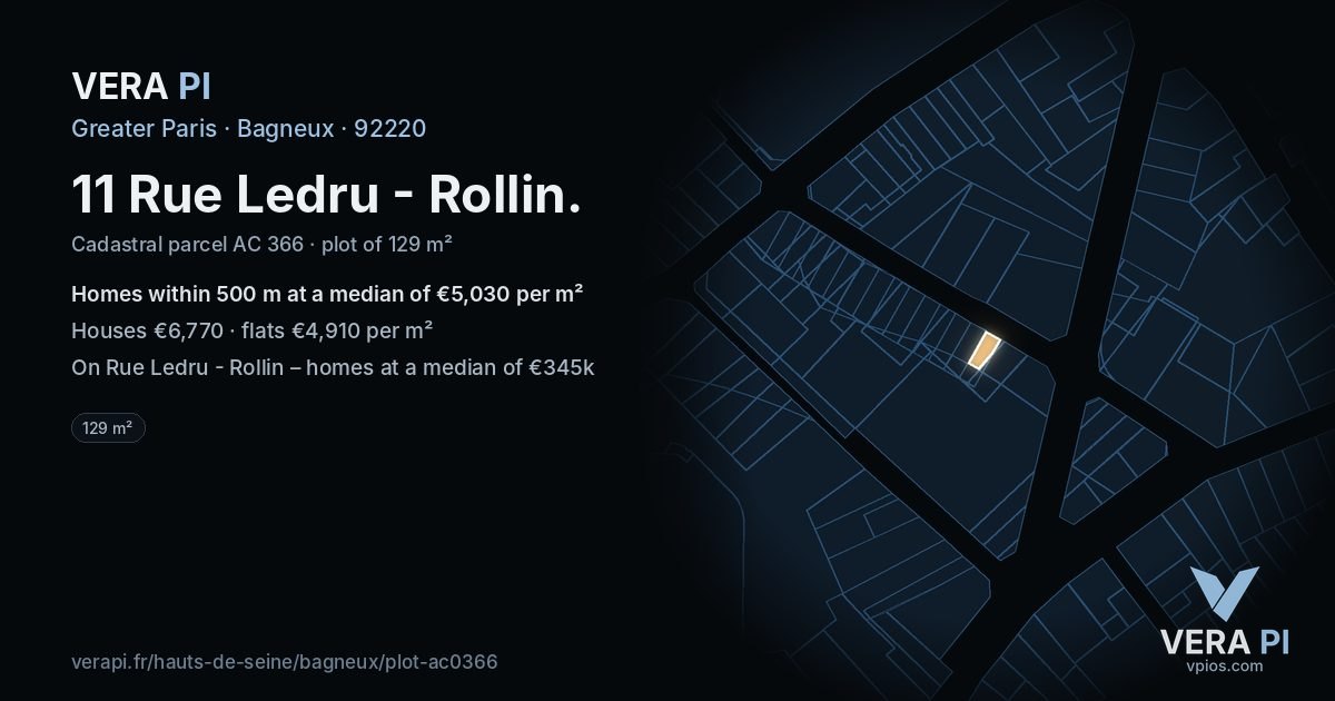 11 Rue Ledru - Rollin, Bagneux at night – the plot lit, the parcels around coloured by the prices near them