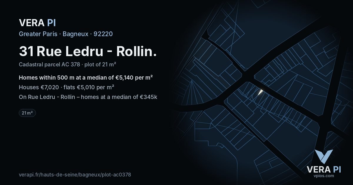 31 Rue Ledru - Rollin, Bagneux at night – the plot lit, the parcels around coloured by the prices near them