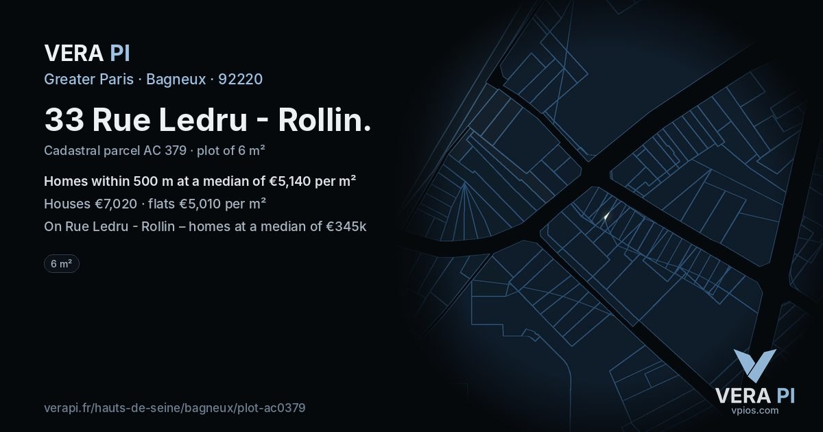 33 Rue Ledru - Rollin, Bagneux at night – the plot lit, the parcels around coloured by the prices near them
