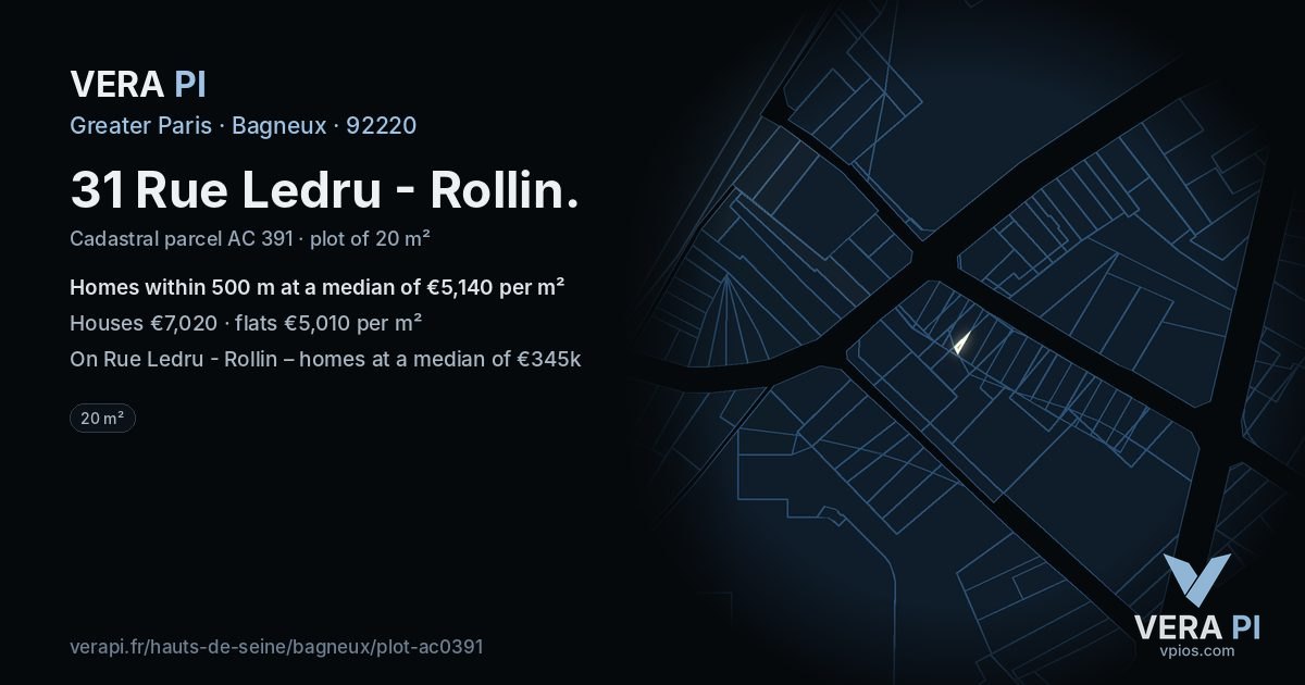 31 Rue Ledru - Rollin, Bagneux at night – the plot lit, the parcels around coloured by the prices near them