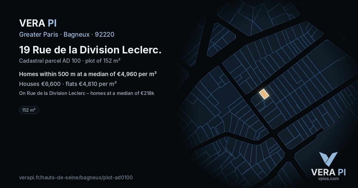 19 Rue de la Division Leclerc, Bagneux at night – the plot lit, the parcels around coloured by the prices near them