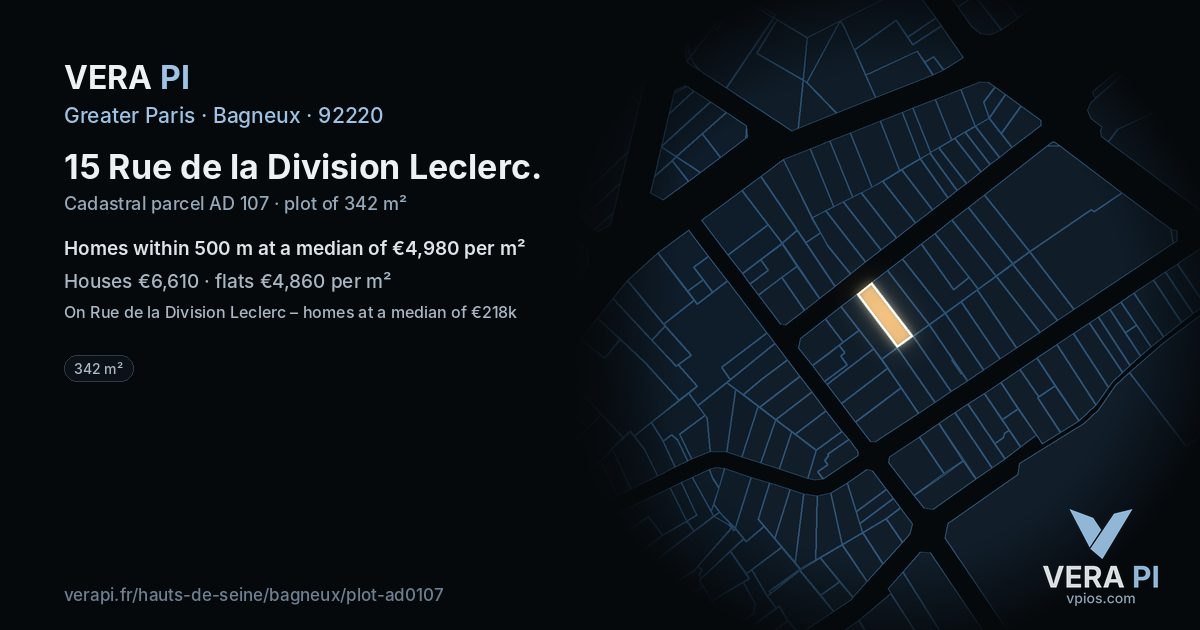 15 Rue de la Division Leclerc, Bagneux at night – the plot lit, the parcels around coloured by the prices near them