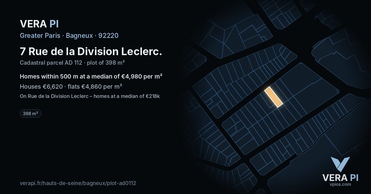 7 Rue de la Division Leclerc, Bagneux at night – the plot lit, the parcels around coloured by the prices near them