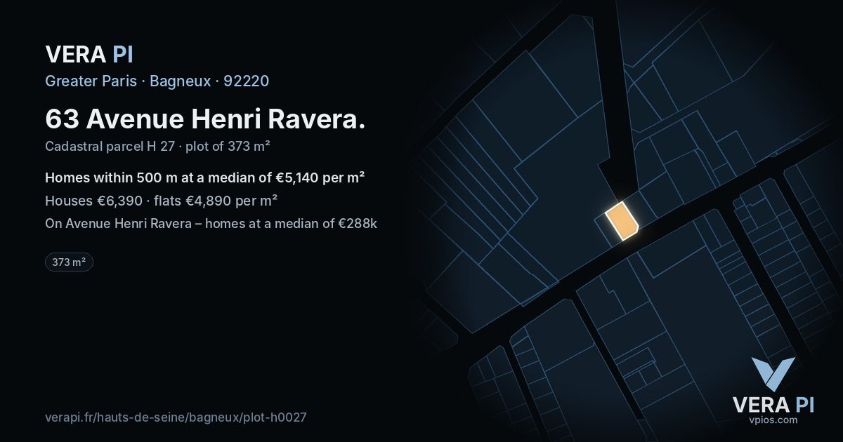 63 Avenue Henri Ravera, Bagneux at night – the plot lit, the parcels around coloured by the prices near them