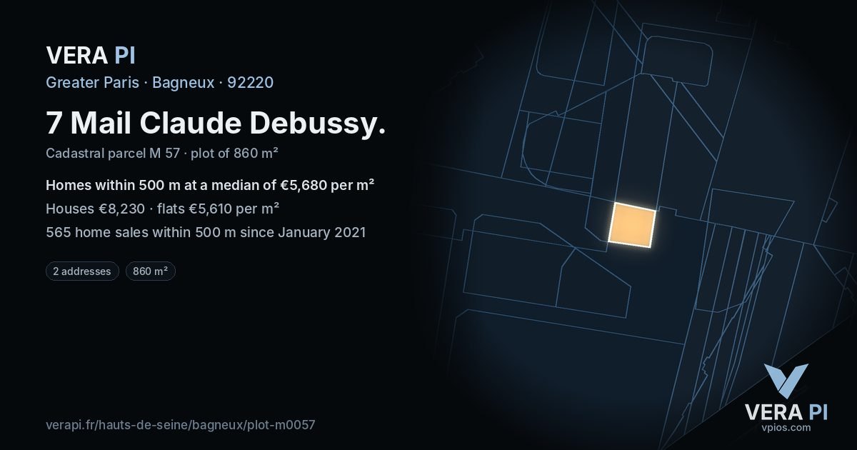 7 Mail Claude Debussy, Bagneux at night – the plot lit, the parcels around coloured by the prices near them