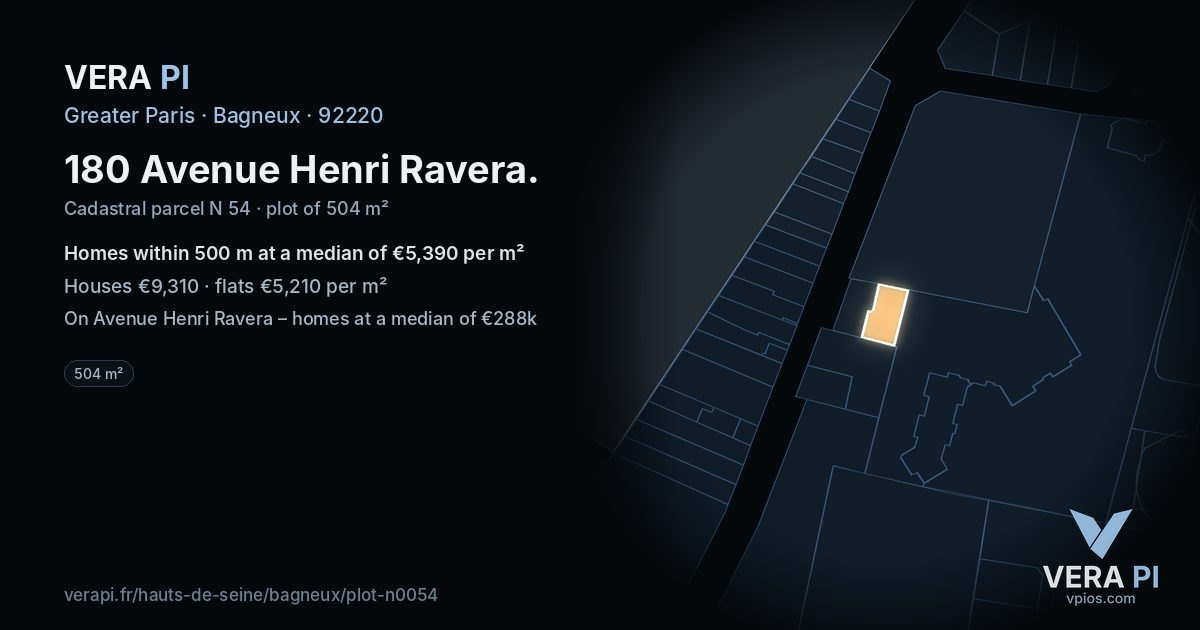180 Avenue Henri Ravera, Bagneux at night – the plot lit, the parcels around coloured by the prices near them
