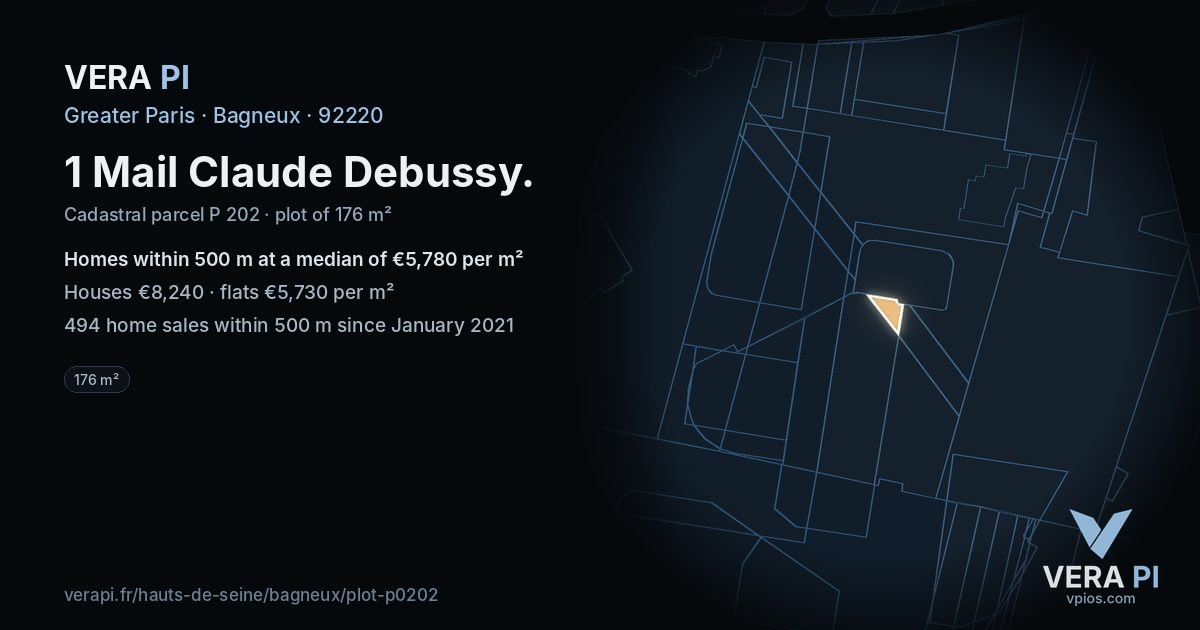 1 Mail Claude Debussy, Bagneux at night – the plot lit, the parcels around coloured by the prices near them