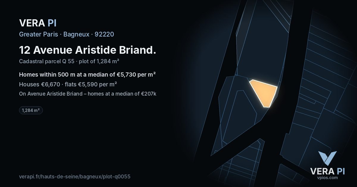 12 Avenue Aristide Briand, Bagneux at night – the plot lit, the parcels around coloured by the prices near them
