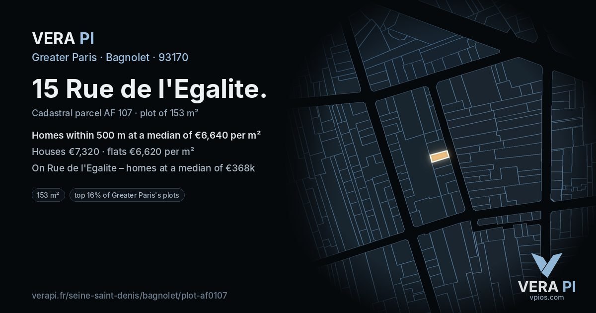15 Rue de l'Egalite, Bagnolet at night – the plot lit, the parcels around coloured by the prices near them