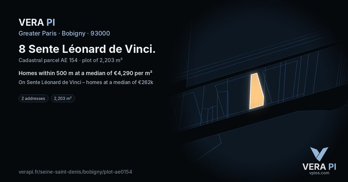 8 Sente Léonard de Vinci, Bobigny at night – the plot lit, the parcels around coloured by the prices near them
