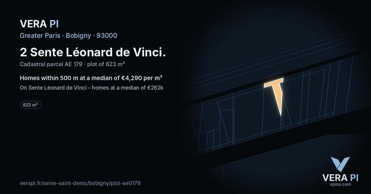 2 Sente Léonard de Vinci, Bobigny at night – the plot lit, the parcels around coloured by the prices near them