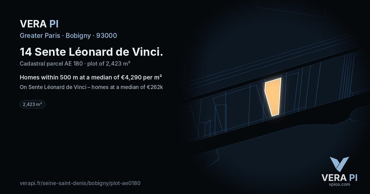 14 Sente Léonard de Vinci, Bobigny at night – the plot lit, the parcels around coloured by the prices near them
